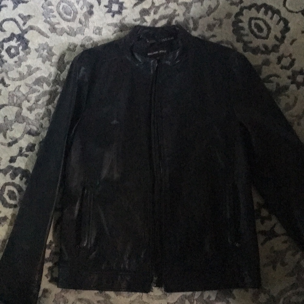 Men's Michael Kors Black Leather Bomber Jacket